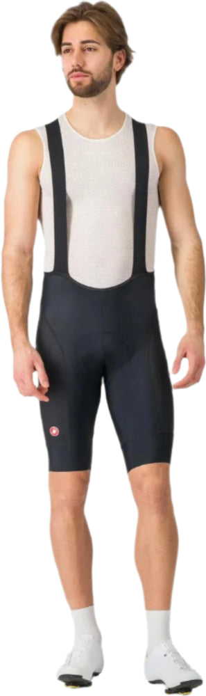 Castelli Competizione 2 men's bib knicks, black cycling tights with padded chamois and adjustable straps for comfort.