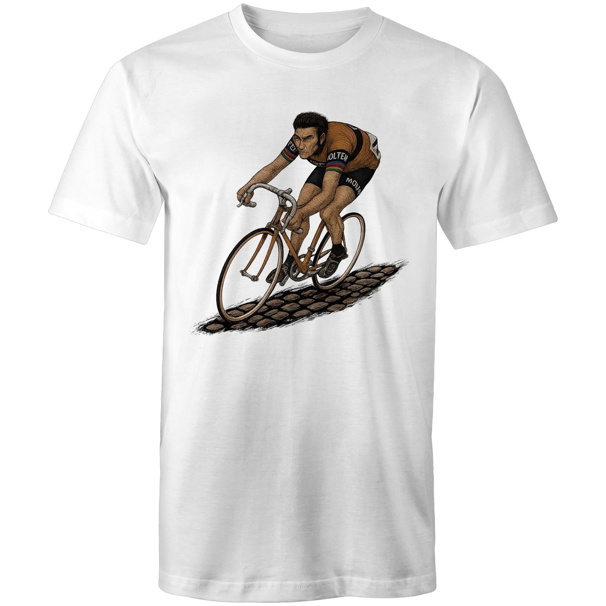 Ogo Merch King of the Cobbles SS men's T-shirt with graphic design, white fabric, and casual fit.