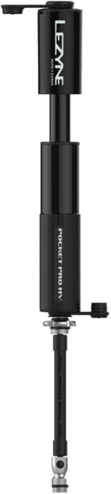Lezyne Pocket Drive Pro HV mini pump in matte black, compact bicycle accessory for inflating tires on the go