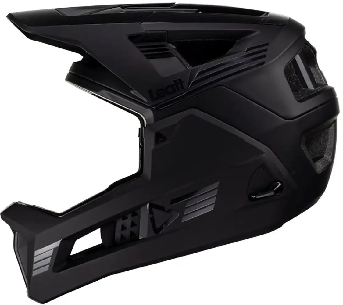 Leatt Enduro 4.0 full face helmet with adjustable visor and ventilation for mountain biking protection.