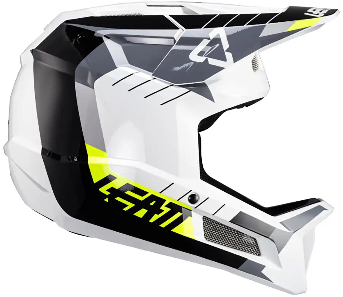Leatt Gravity 2.0 full face helmet with adjustable straps, ventilation, and durable outer shell for mountain biking safety.