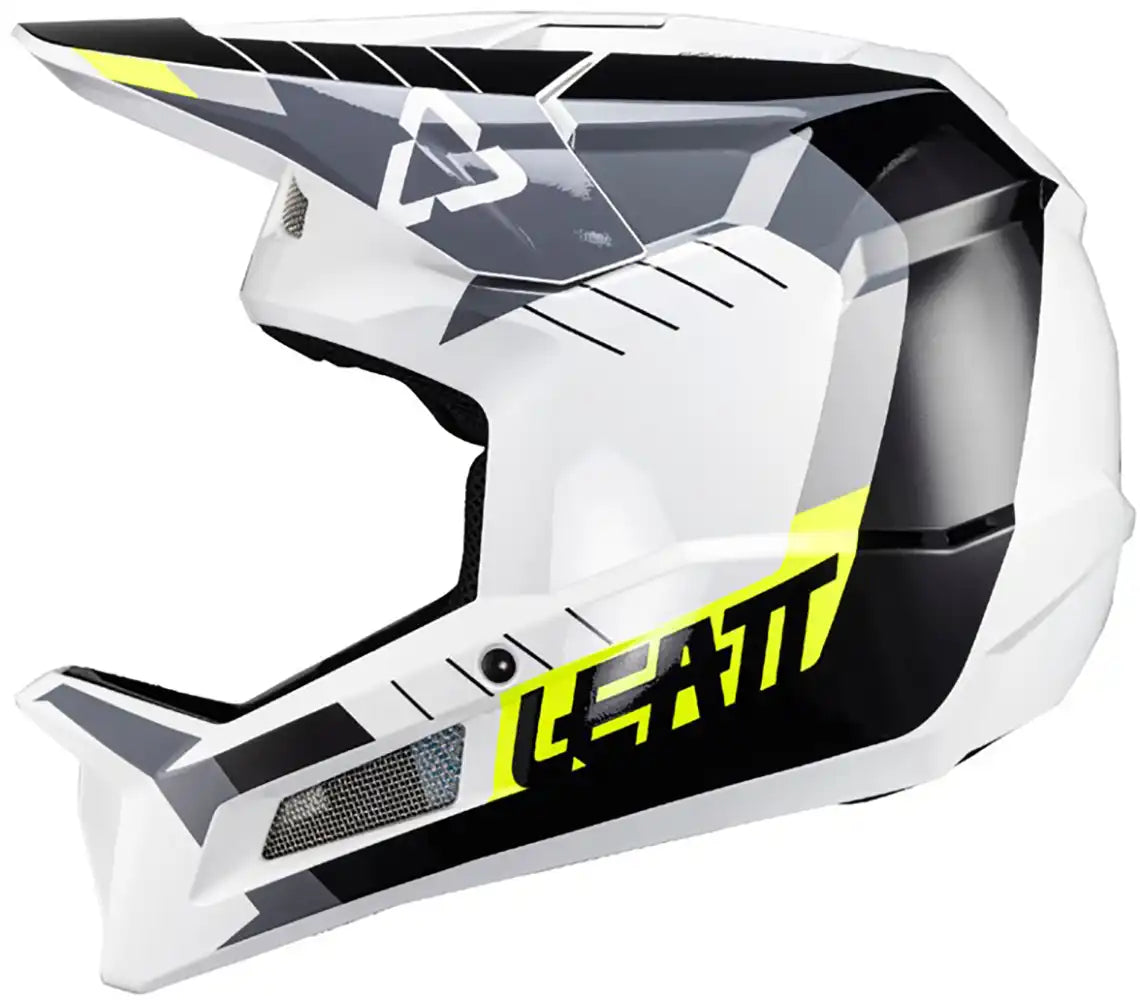 Leatt Gravity 2.0 full face helmet with ventilation and sleek black design, designed for mountain biking and downhill riding.
