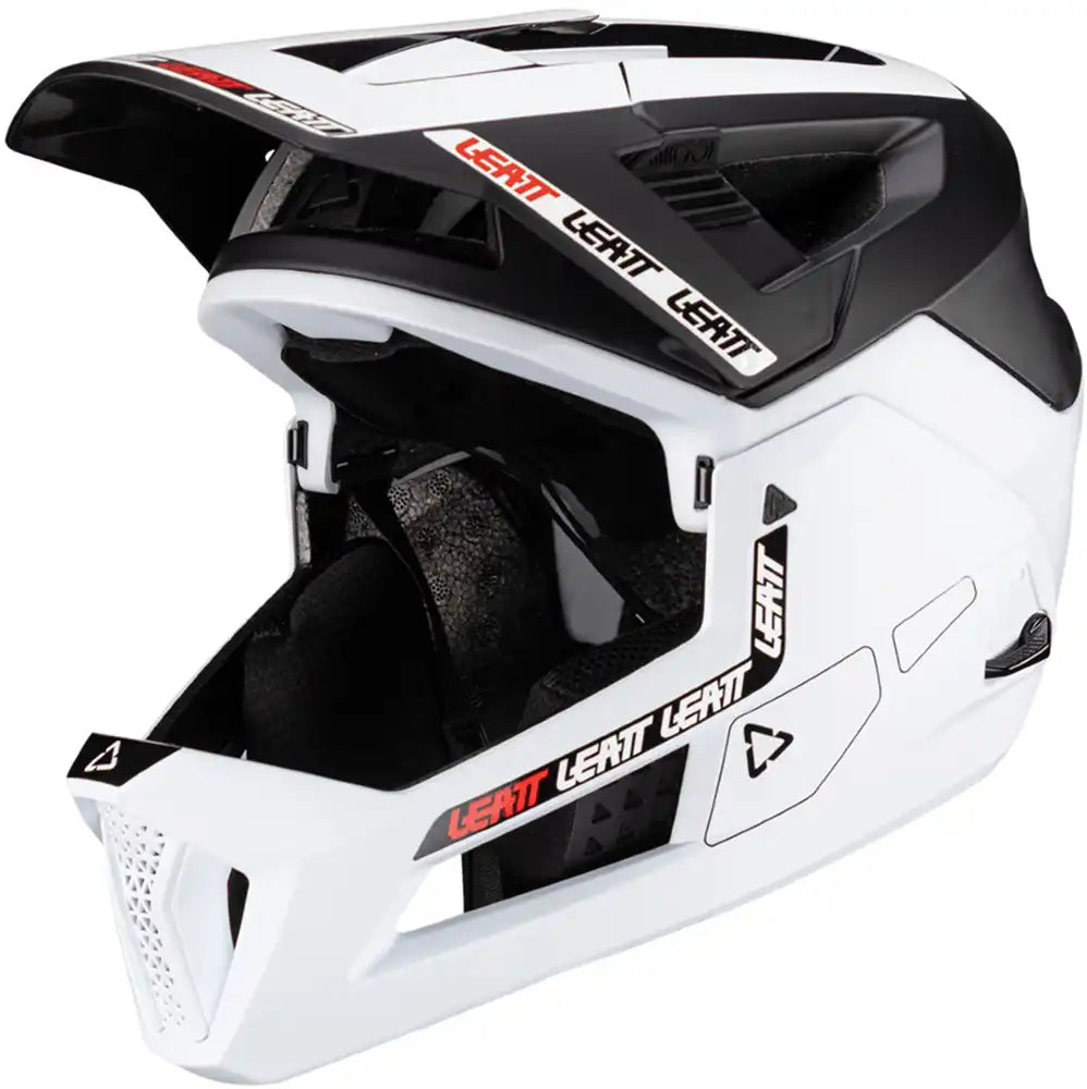 Leatt Enduro 4.0 full face helmet with ventilation and adjustable strap, designed for mountain biking and off-road riding.