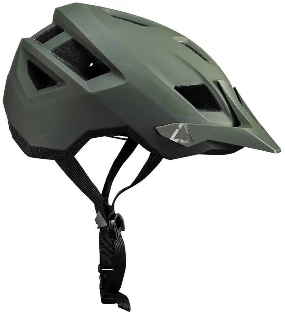 Leatt All Mountain 1.0 MTB helmet with adjustable straps, ventilation vents, and durable outer shell for mountain biking.