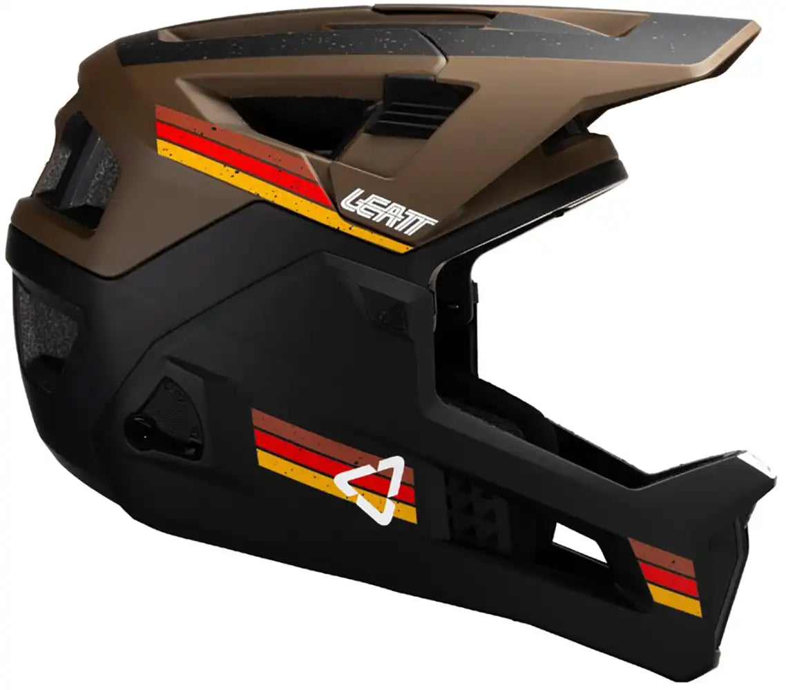 Leatt Enduro 4.0 full face helmet with adjustable strap and ventilation for mountain biking and enduro riding.