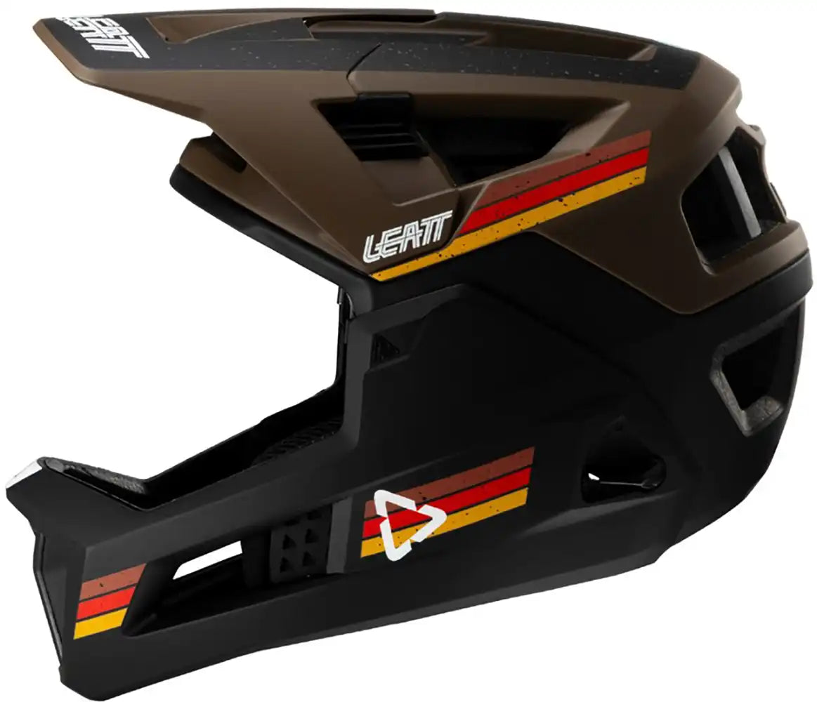 Leatt Enduro 4.0 full face helmet with aerodynamic design, ventilation vents, and secure chin strap for mountain biking protection.