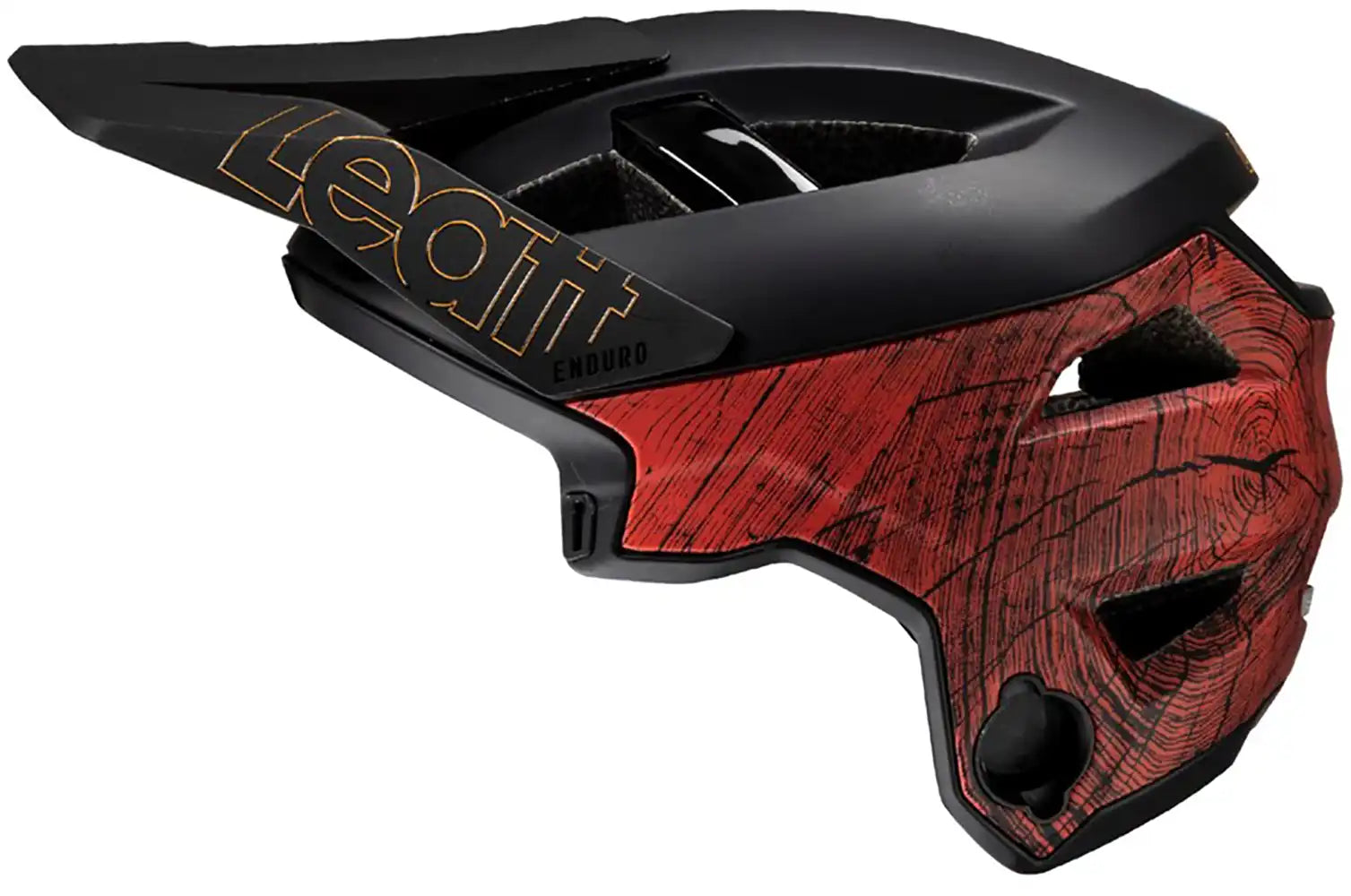 Leatt Enduro 3.0 full face helmet in black with ventilation and adjustable straps, designed for mountain biking safety.