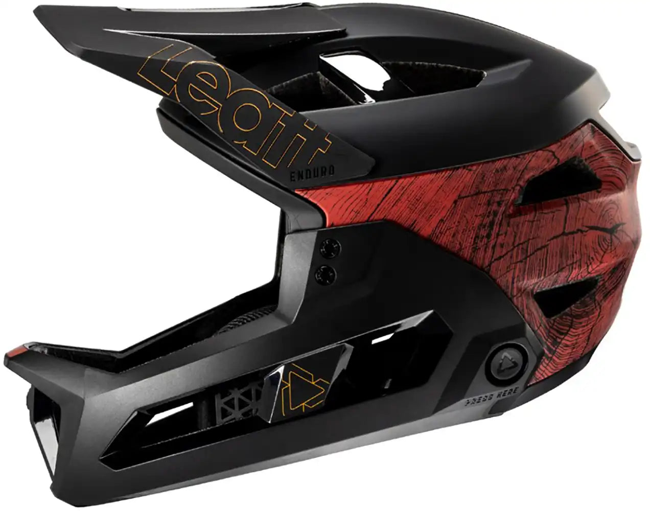Leatt Enduro 3.0 full face helmet with adjustable visor and ventilation for mountain biking and downhill riding.