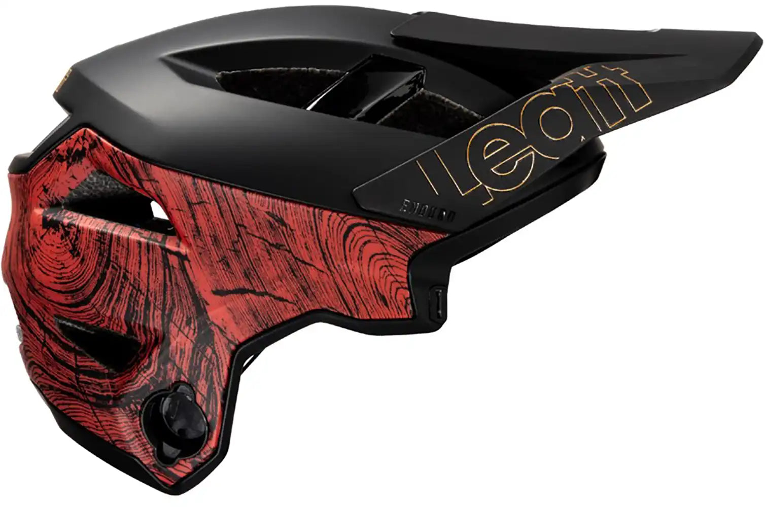 Leatt Enduro 3.0 full face helmet with black and white design, featuring adjustable visor and ventilation for mountain biking.