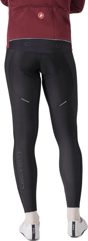 Castelli Espresso men's bib tights in black, featuring breathable fabric and adjustable straps for cycling comfort.