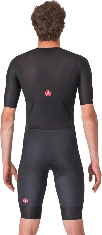 Castelli Core Tri SS men's cycling suit in blue and black, featuring short sleeves and a fitted athletic design.