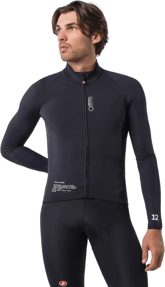 Castelli Do.Di.Ci. men's jacket in lightweight weather-resistant fabric, shown on a hanger with a full front view.