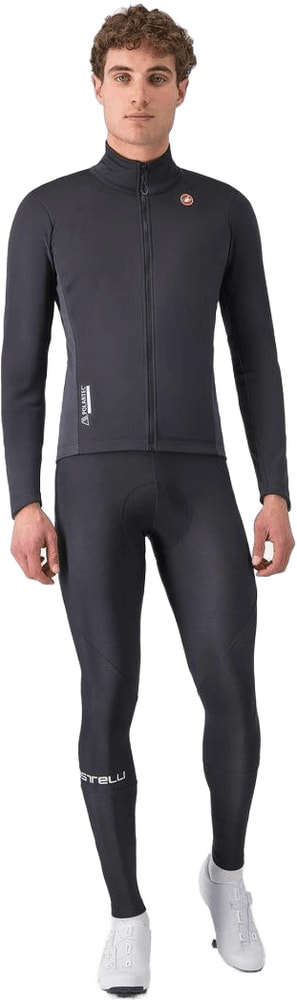 Castelli Entrata 2 men's cycling jacket in black, lightweight outdoor sportswear with full front zipper and logo details.