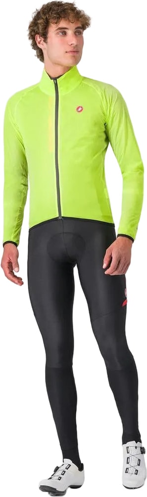 Castelli Squall Shell men's jacket, lightweight waterproof cycling clothing with a high collar and full zipper, in black.