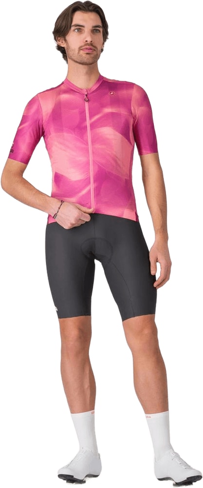 Castelli Giro Espresso men's cycling jersey in white with blue and red accents, short-sleeve sportswear for cycling.