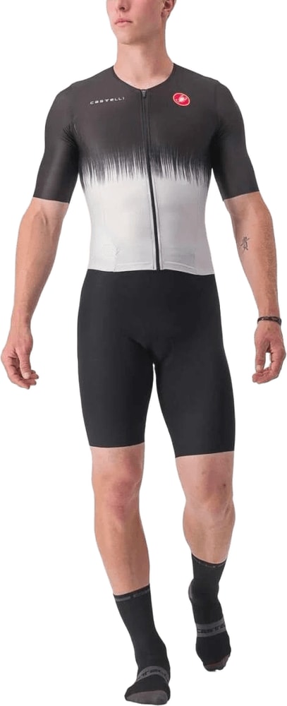Castelli Sanremo Ultra men's speed suit, form-fitting cycling clothing with aerodynamic design and high-performance fabric.