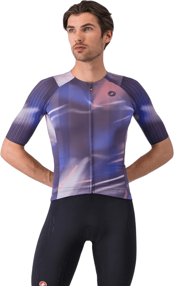 Castelli Aero Race 8S men's cycling jersey with short sleeves, aerodynamic design, and breathable fabric for racing performance.