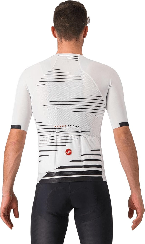 Castelli Climber's 4.0 SS men's cycling jersey with short sleeves, lightweight fabric, and vibrant blue design.