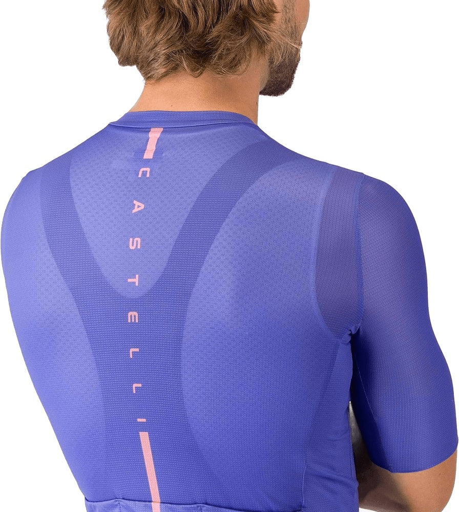 Castelli Drittone Logo short-sleeve men's cycling jersey, front view showing logo and breathable fabric.