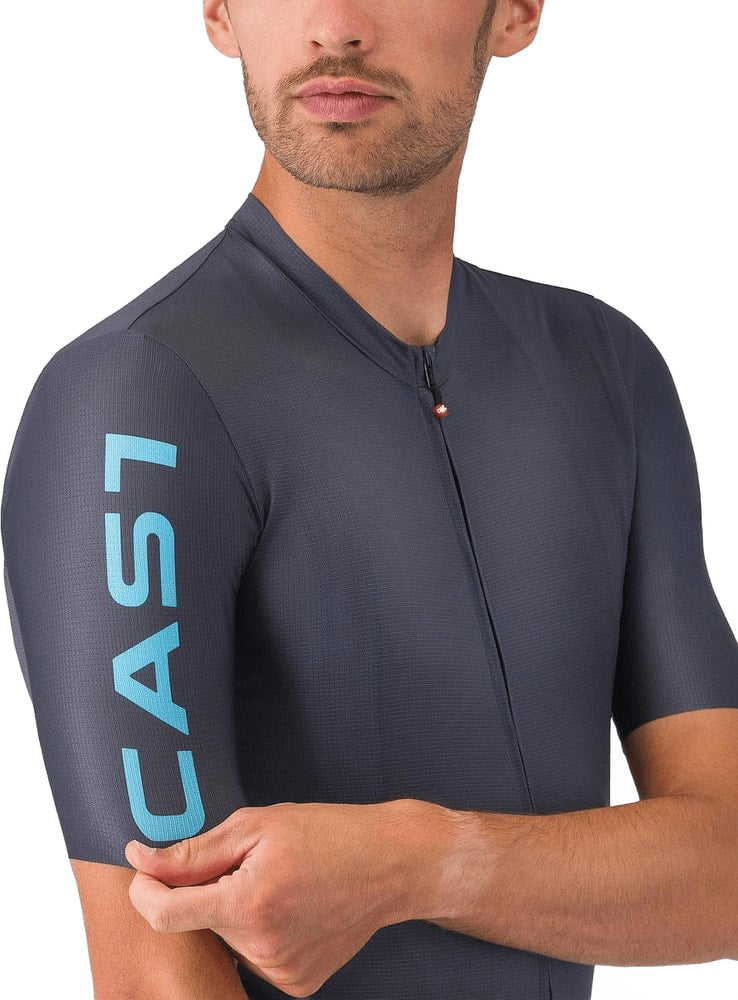 Castelli Entrata Apex SS men's cycling jersey in lightweight fabric, featuring a fitted design with short sleeves and full front zipper.
