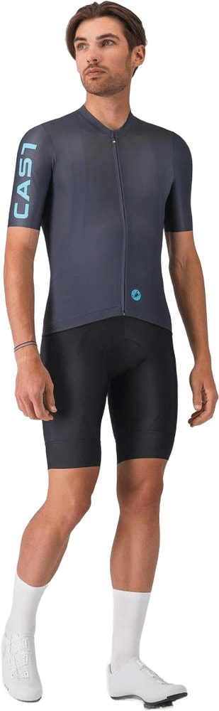 Castelli Entrata Apex SS men's cycling jersey in black with short sleeves and logo details, designed for performance and comfort.