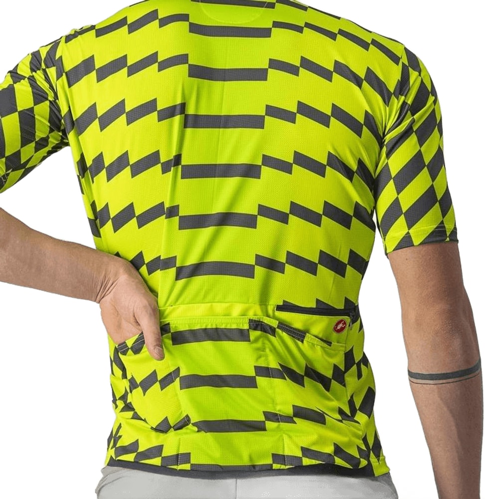 Castelli Unlimited Sterrato men's short-sleeve cycling jersey, breathable racing clothing with logo and vibrant design.
