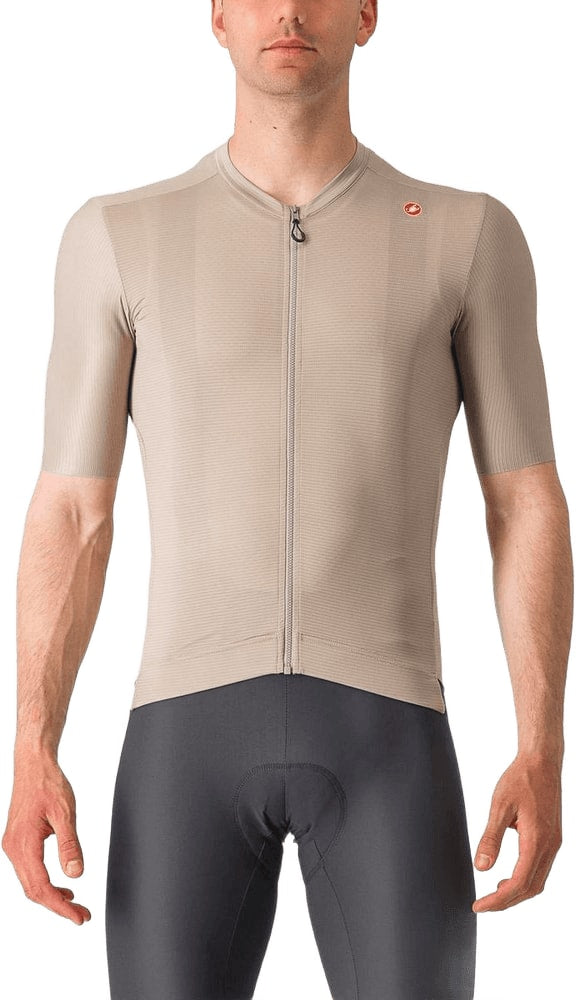 Castelli Espresso SS men's cycling jersey in black with white branding, short sleeves, and a full front zipper.