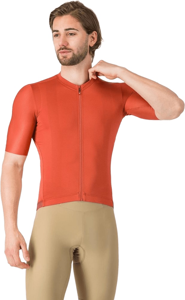 Castelli Espresso 2 SS men's cycling jersey in gray with short sleeves and logo, made of lightweight, breathable fabric.