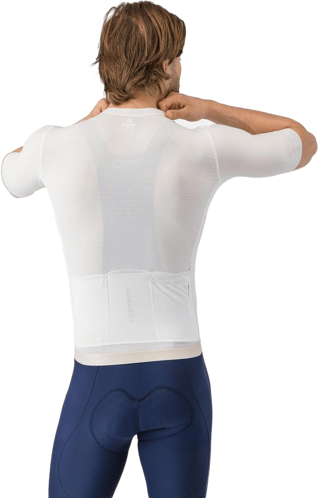 Castelli Espresso 2 SS men's cycling jersey in blue with short sleeves, featuring a full front zipper and brand logo.