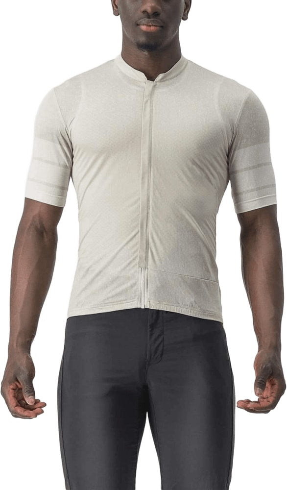Castelli Unlimited Terra SS men's cycling jersey in white with red accents, designed for breathable performance and comfort.