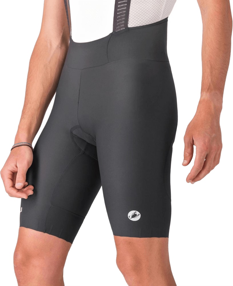 Castelli Espresso 2 men's bib knicks, cycling apparel with black and red design, featuring adjustable straps and padded seat.