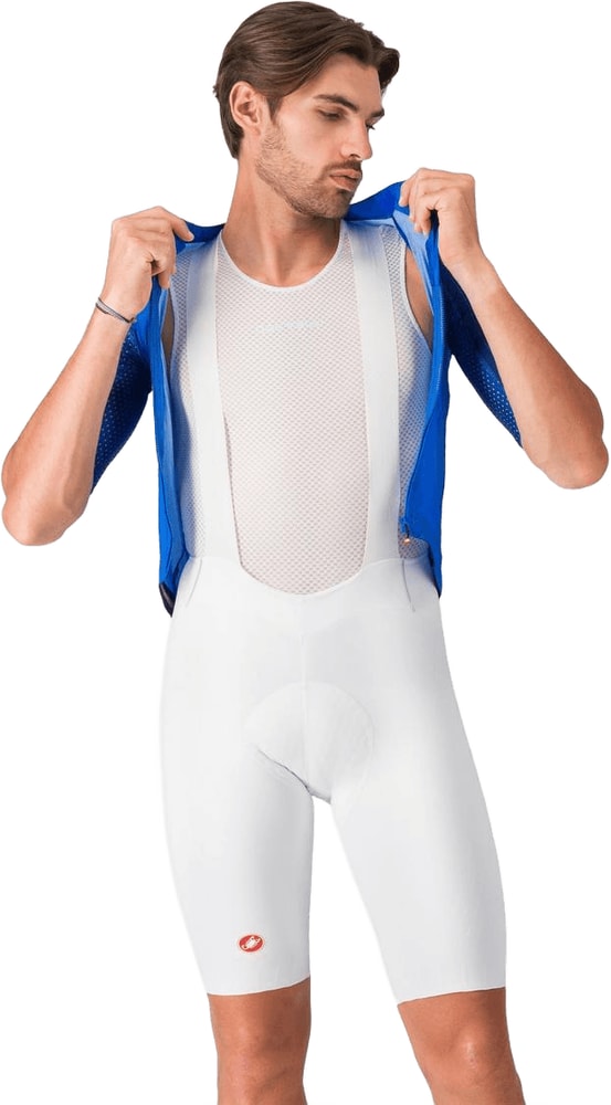 Castelli Free Aero Race S men's bib knicks featuring lightweight, aerodynamic cycling apparel with bib straps and chamois padding.