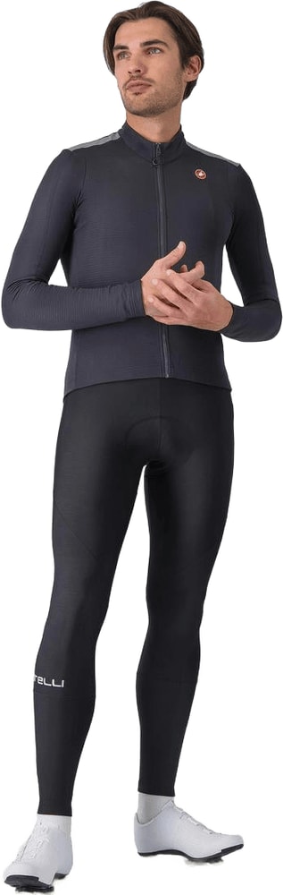 Castelli Puro 4 LS men's cycling jersey in black with long sleeves, breathable fabric, and logo details.
