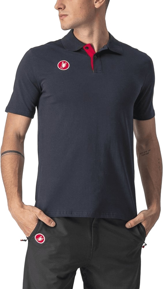 Castelli Race Day SS men's polo shirt in white, lightweight cotton, with collar and short sleeves, casual clothing for men.