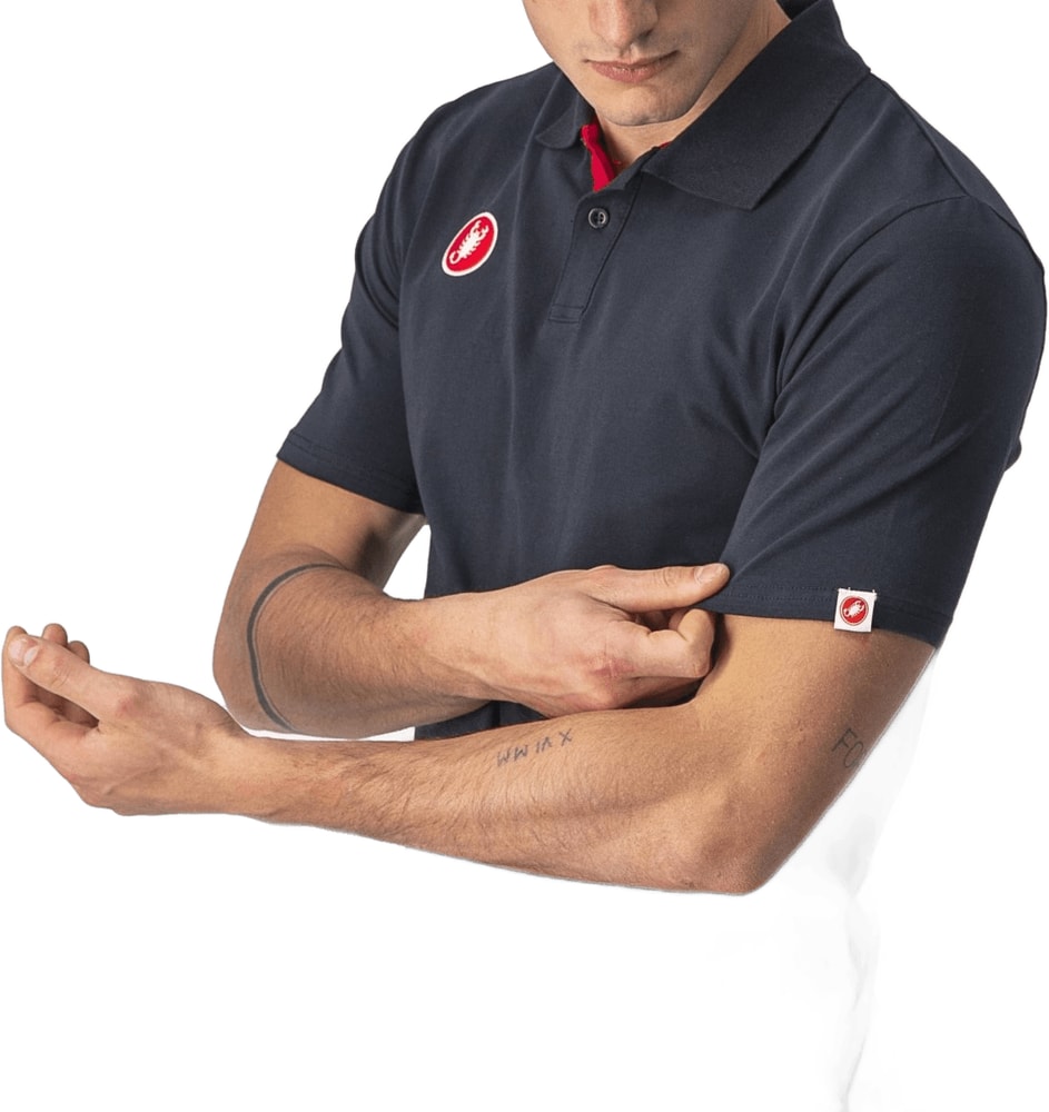 Castelli Race Day SS men's polo shirt in white, featuring a classic collar and short sleeves, made of lightweight, breathable fabric.