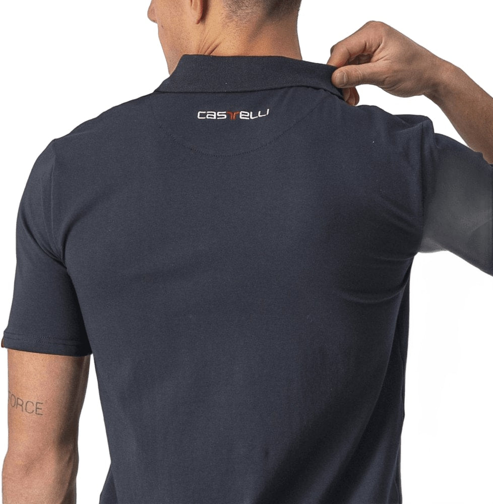 Castelli Race Day SS men's polo shirt in lightweight fabric, featuring a classic collar and subtle logo details.
