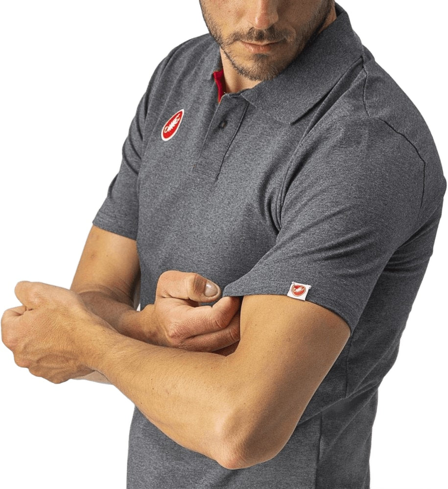 Castelli Race Day SS men's polo shirt in white with logo, short sleeves, and classic fit, made for casual and sporty style.
