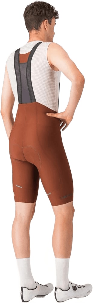 Castelli Espresso men's bib knicks, cycling clothing with padded chamois, black color, and logo details.