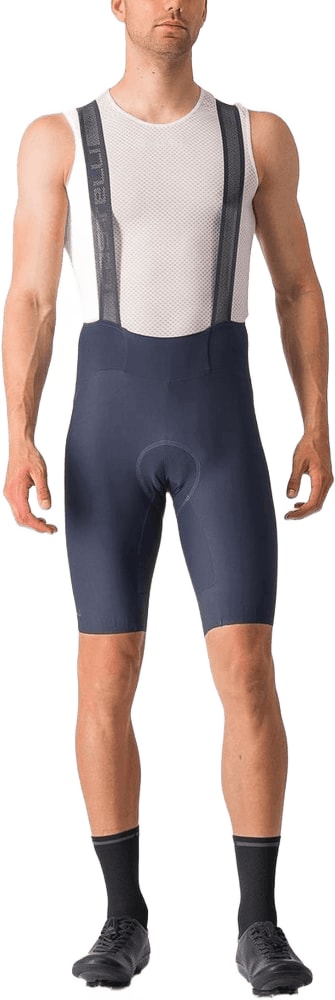 Castelli Espresso men's bib knicks, cycling clothing with padded shorts and adjustable straps, black and red design.