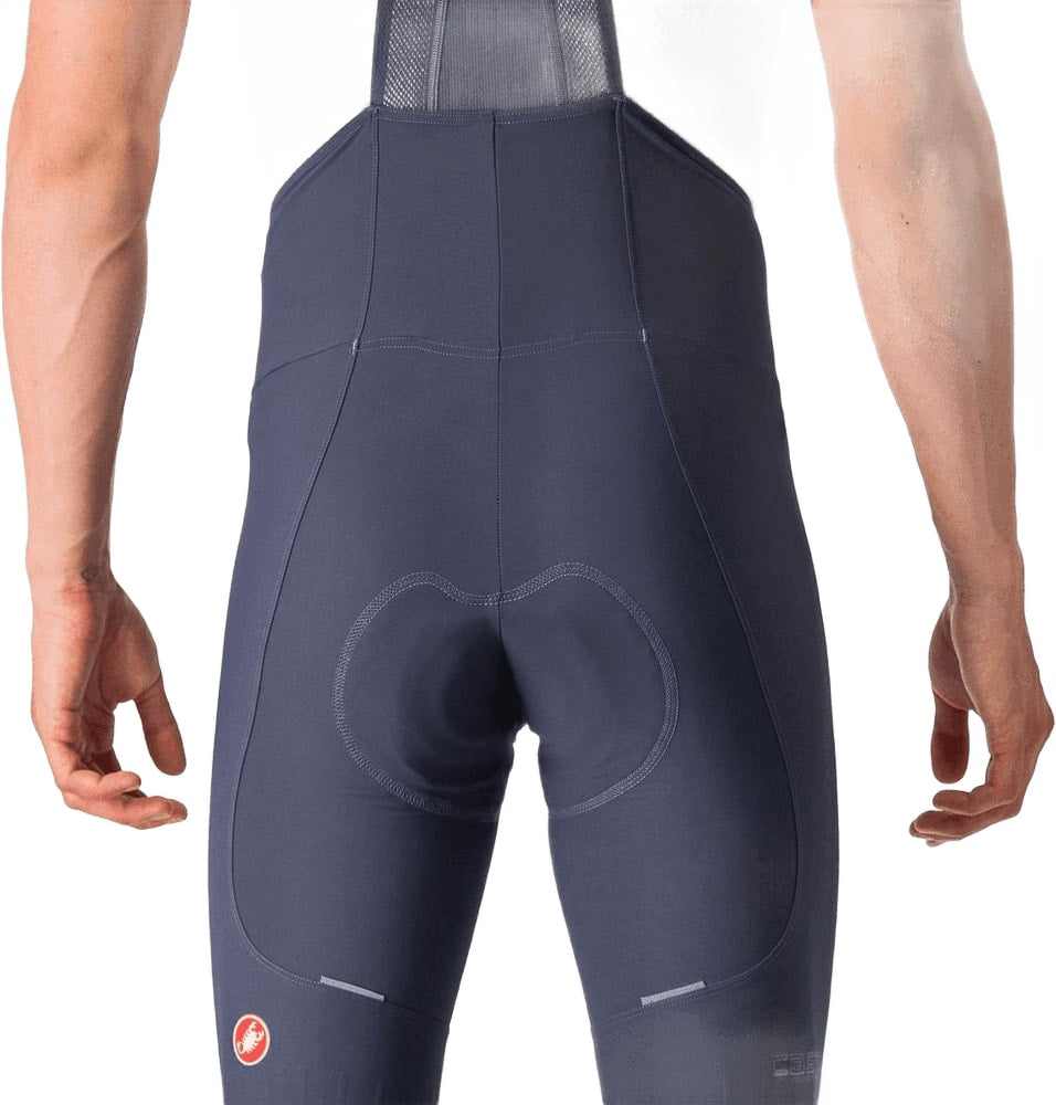 Castelli Espresso men's bib knicks showing black and red cycling shorts with padded chamois, designed for cycling comfort.
