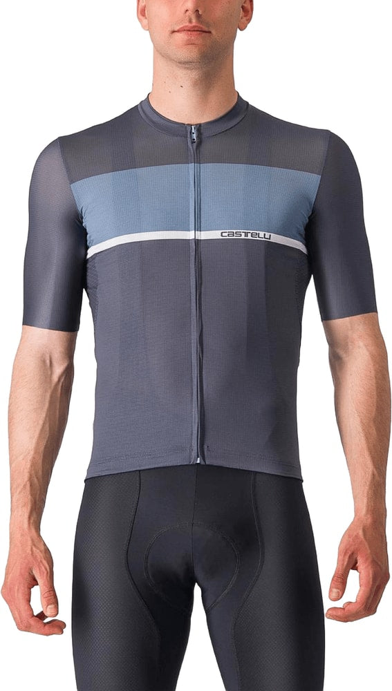 Castelli Tradizione SS men's cycling jersey in white with blue accents, lightweight and breathable fabric.