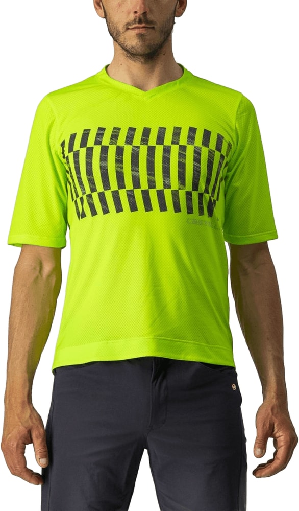 Castelli Trail Tech SS men's MTB jersey featuring breathable fabric and vibrant design, ideal for mountain biking.