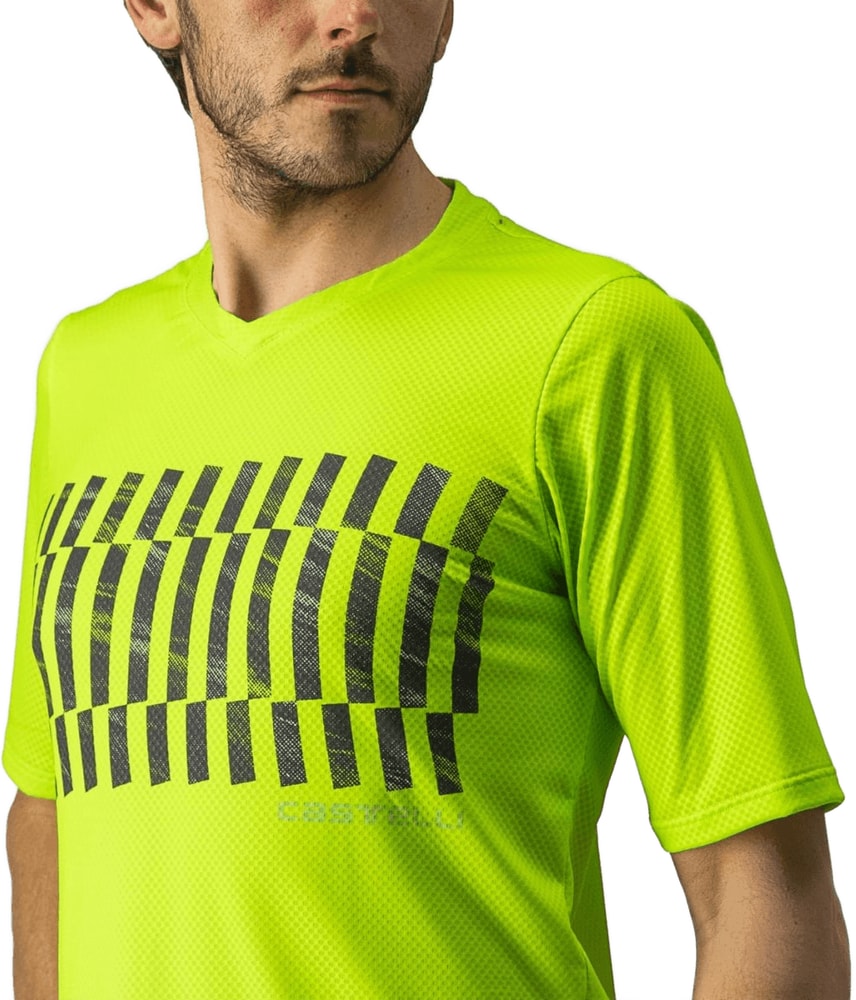 Castelli Trail Tech SS men's MTB jersey in lightweight, breathable fabric with short sleeves and bold logo design.