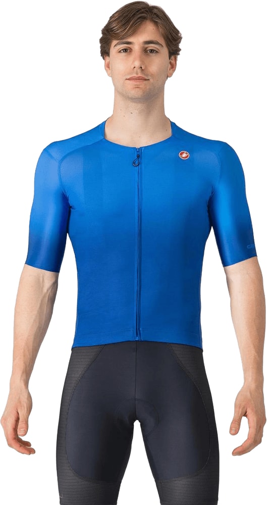 Castelli UPF SS men's cycling jersey, lightweight breathable clothing with short sleeves and front zipper.
