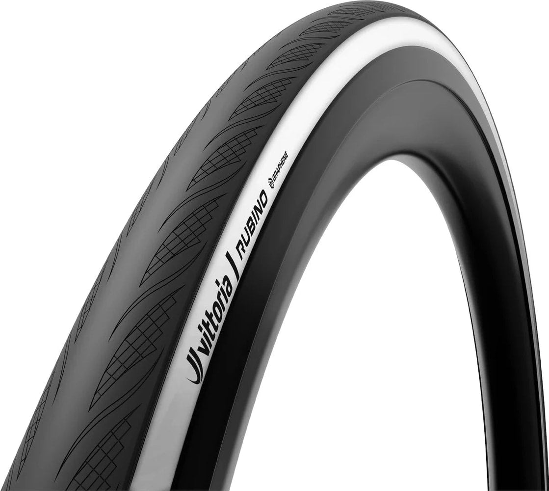 Vittoria Rubino V G2 clincher folding road tyre, black rubber road bike tire profile