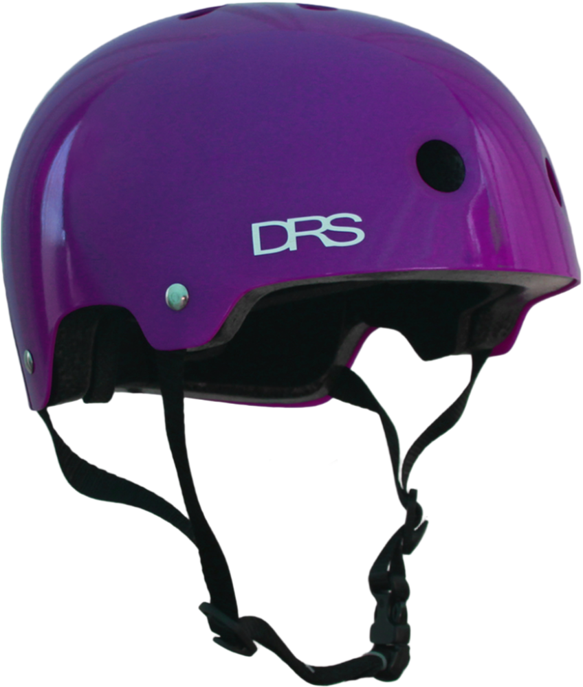 DRS BMX helmet with adjustable straps and ventilation, shown from a side angle, designed for cycling safety and comfort.