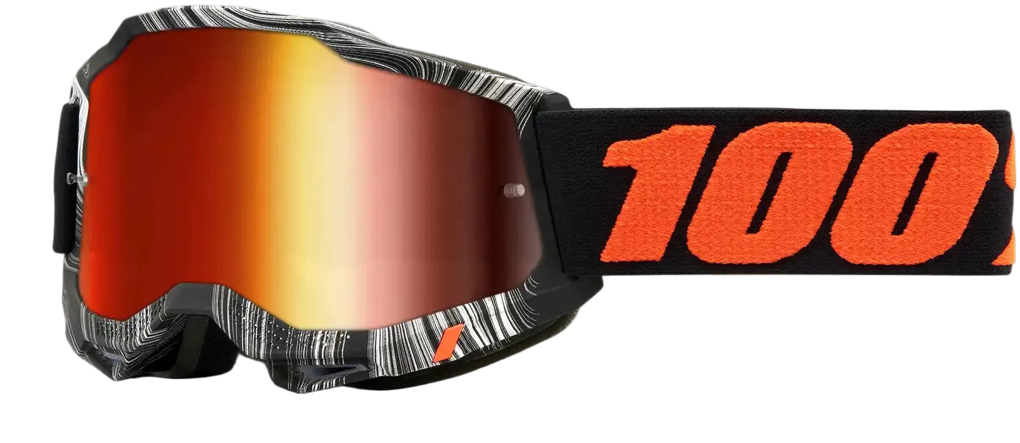 Youth Accuri 2 goggles by 100 Percent featuring clear lenses and adjustable straps, designed for protective eyewear accessories.