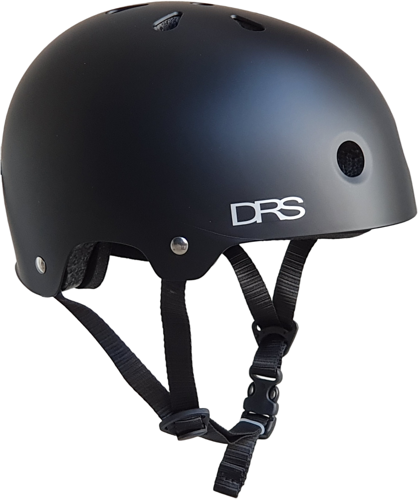 DRS BMX helmet with adjustable straps and ventilation holes, designed for safety and comfort during BMX riding.