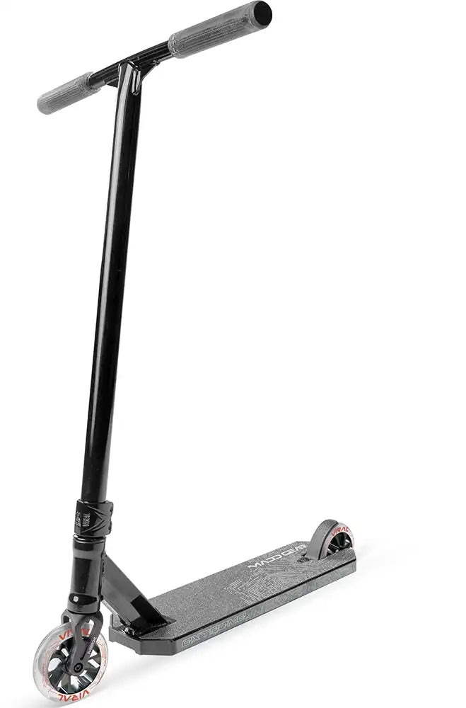 MGP Viral Extreme black scooter with sleek design and sturdy deck, suitable for tricks and urban riding.