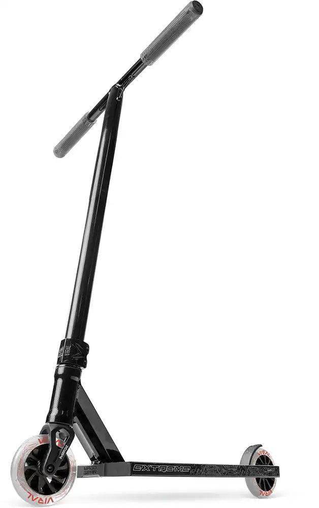 Black MGP Viral Extreme scooter with sleek design and low deck, ideal for tricks and stunt riding.